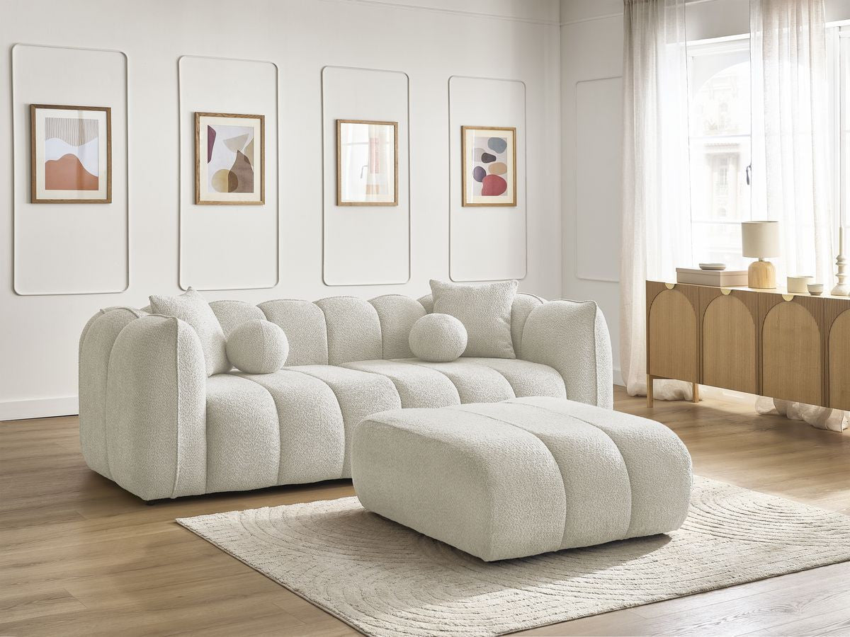 Canapé droit fixe 3 places DENVER avec pouf
