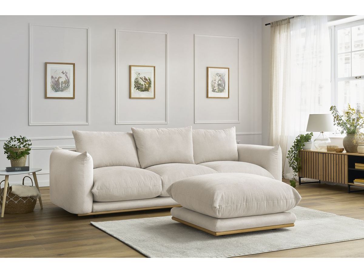 Canapé droit fixe 3 places ERNEST avec pouf