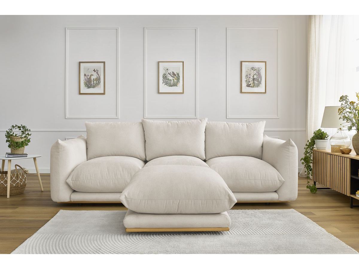 Canapé droit fixe 3 places ERNEST avec pouf