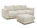 Canapé droit fixe 3 places ERNEST tissu velours côtelé avec pouf