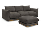 Canapé droit fixe 3 places ERNEST tissu velours côtelé avec pouf