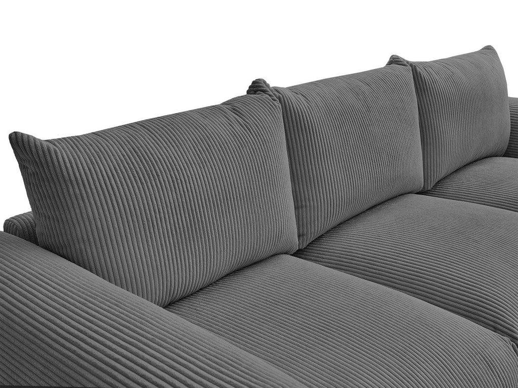 Canapé droit fixe 3 places ERNEST tissu velours côtelé avec pouf