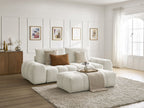 Canapé droit fixe 3 places EVEREST tissu chiné avec pouf