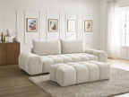 Canapé droit fixe 3 places EVEREST tissu texturé avec pouf