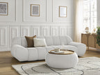Canapé droit fixe 3 places HAYDEN tissu mesh avec pouf grand avec plateau