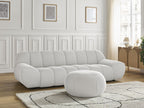 Canapé droit fixe 3 places HAYDEN tissu mesh avec pouf grand