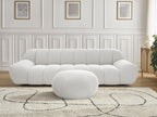 Canapé droit fixe 3 places HAYDEN tissu mesh avec pouf grand