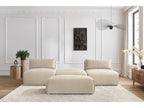 Canapé droit fixe 3 places JEANNE avec pouf tissu velours