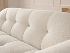 Canapé droit fixe 3 places LAURA tissu chiné avec grand pouf