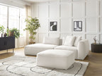 Canapé droit fixe 3 places LEOPOLD tissu chiné avec pouf