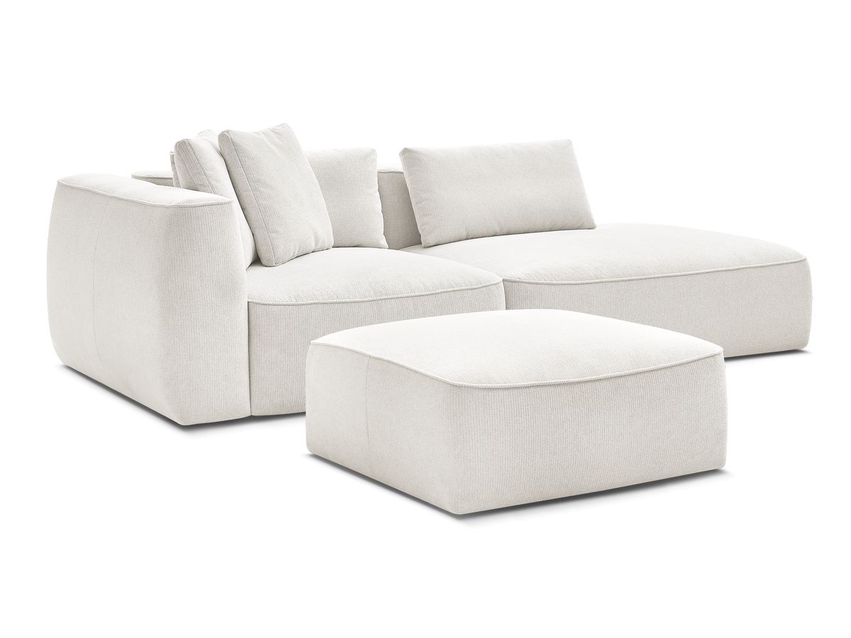 Canapé droit fixe 3 places LEOPOLD tissu chiné avec pouf