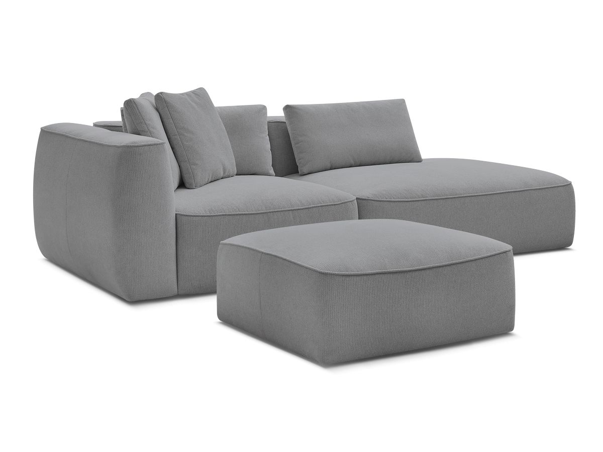 Canapé droit fixe 3 places LEOPOLD tissu chiné avec pouf