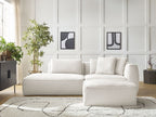 Canapé droit fixe 3 places LEOPOLD tissu chiné avec pouf