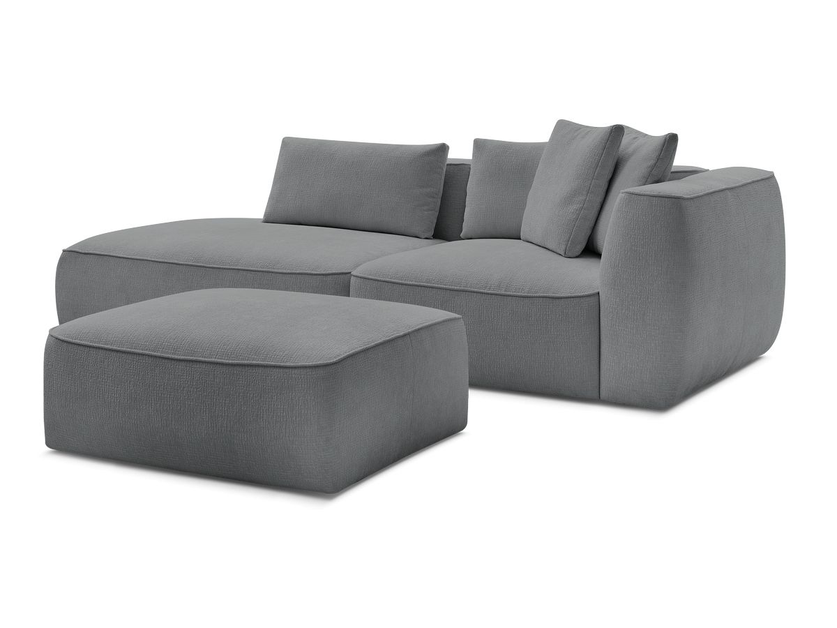 Canapé droit fixe 3 places LEOPOLD tissu texturé avec pouf