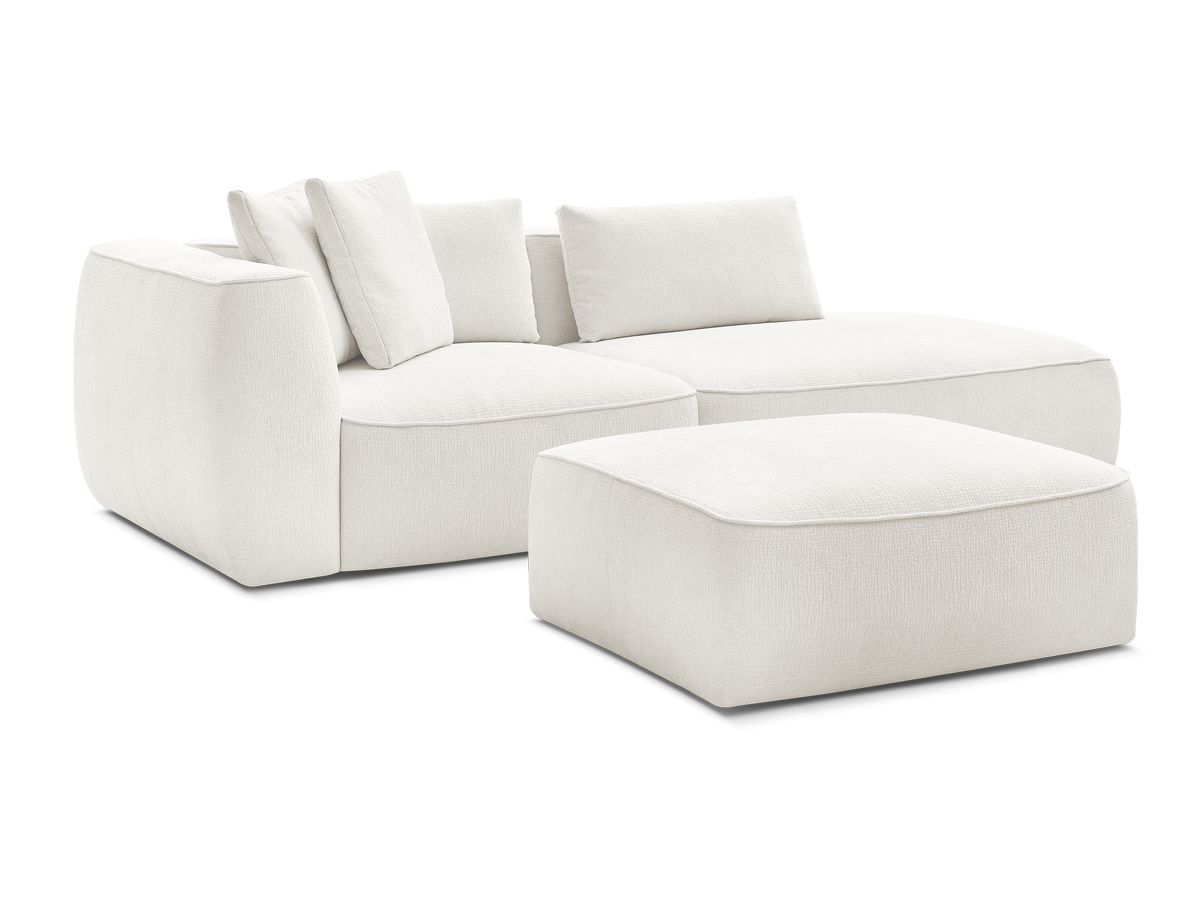 Canapé droit fixe 3 places LEOPOLD tissu texturé avec pouf