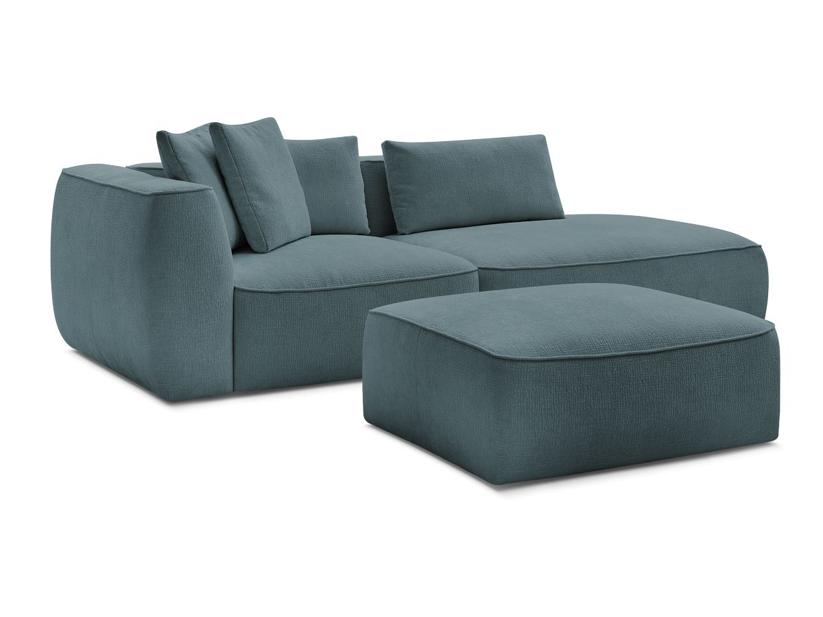 Canapé droit fixe 3 places LEOPOLD tissu texturé avec pouf