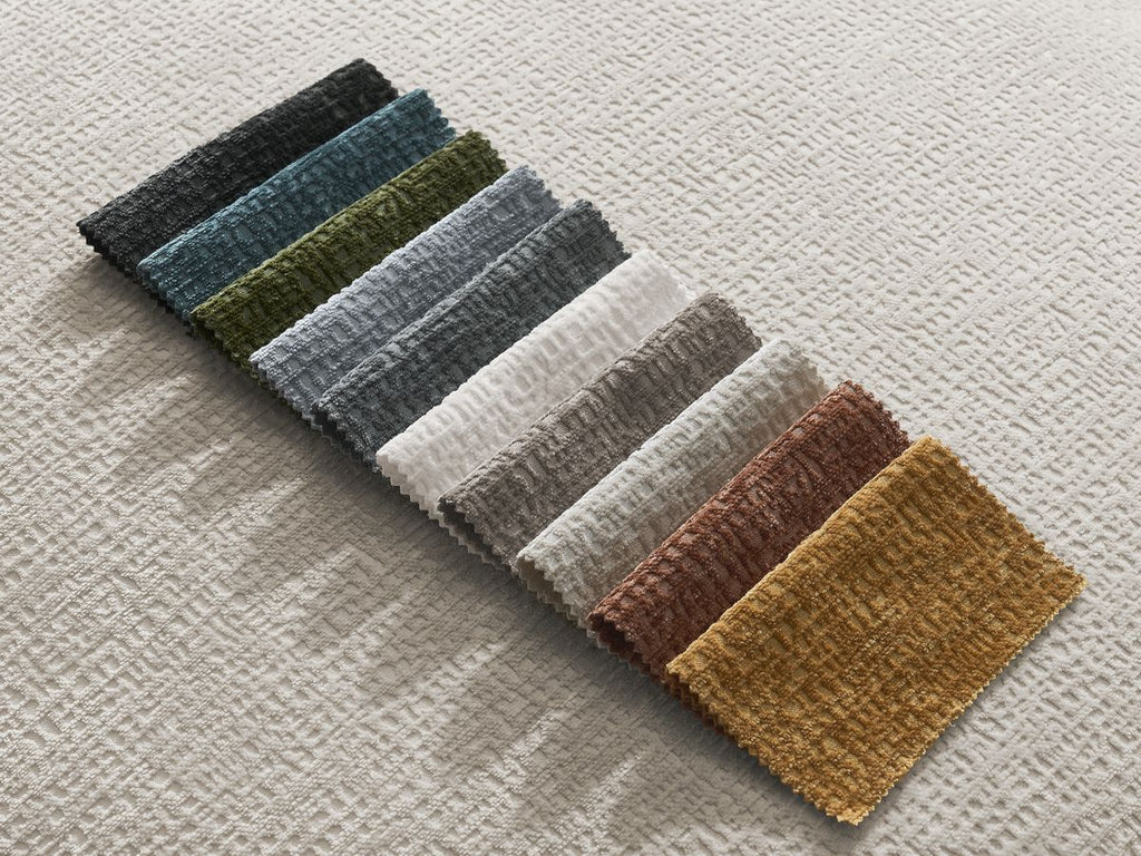 Canapé droit fixe 3 places LEOPOLD tissu texturé avec pouf