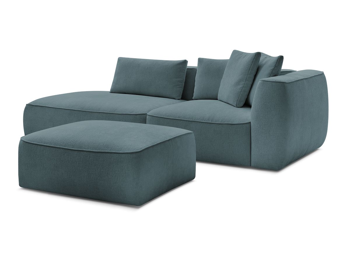 Canapé droit fixe 3 places LEOPOLD tissu texturé avec pouf