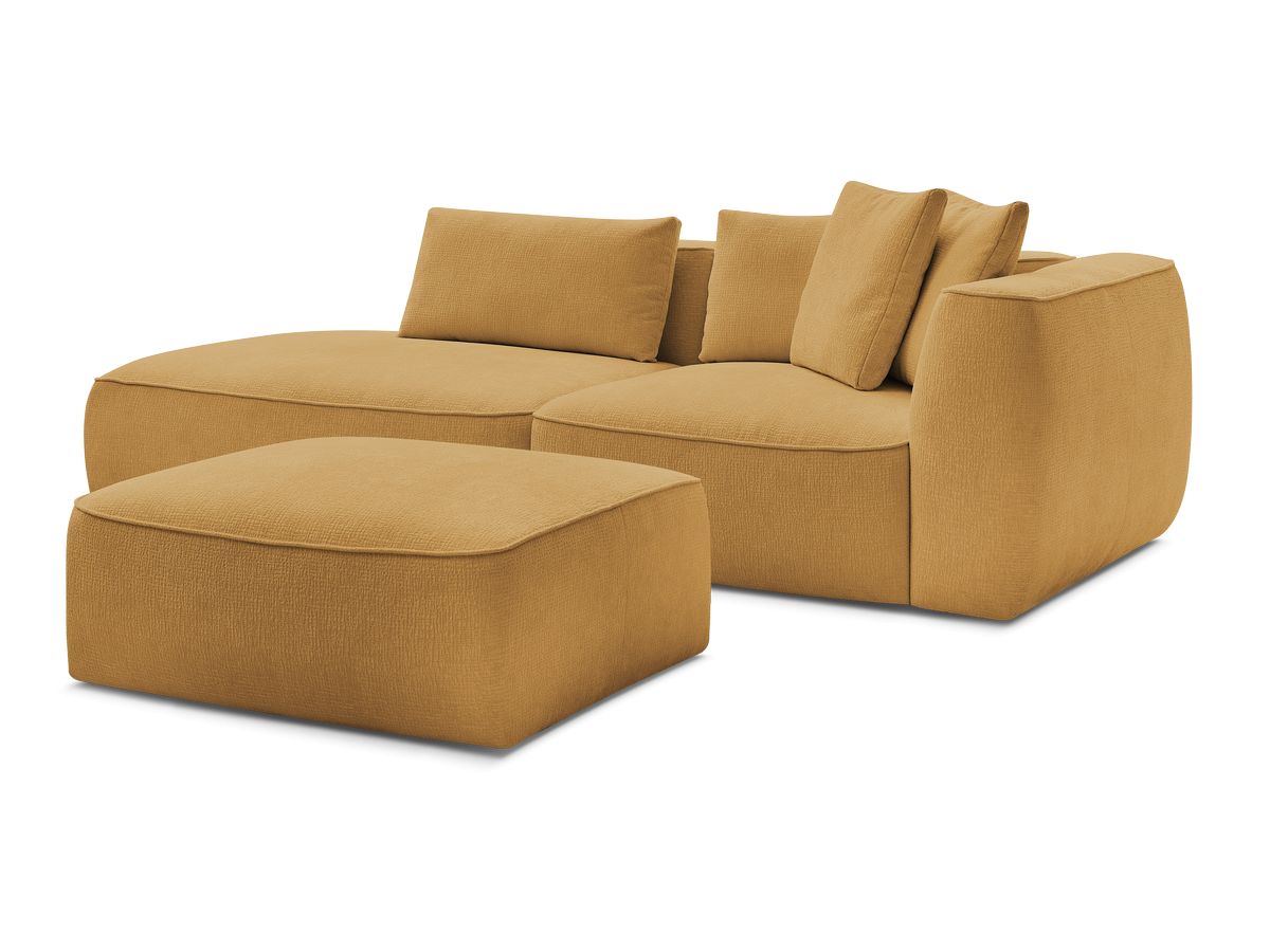 Canapé droit fixe 3 places LEOPOLD tissu texturé avec pouf