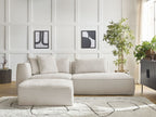 Canapé droit fixe 3 places LEOPOLD tissu texturé avec pouf