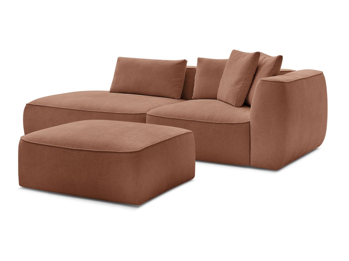 Canapé droit fixe 3 places LEOPOLD tissu texturé avec pouf