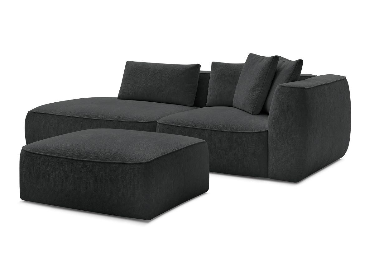 Canapé droit fixe 3 places LEOPOLD tissu texturé avec pouf