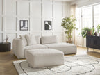 Canapé droit fixe 3 places LEOPOLD tissu texturé avec pouf