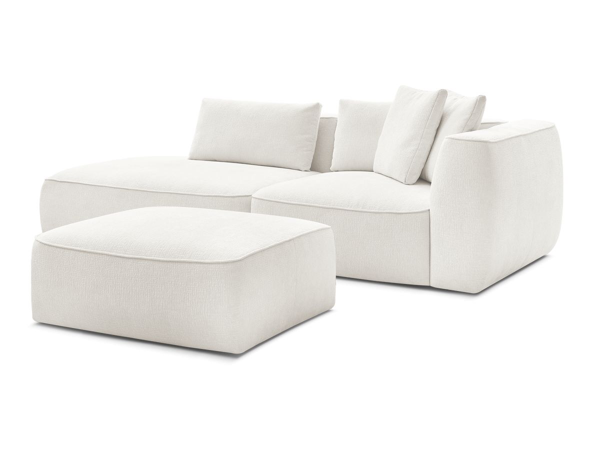 Canapé droit fixe 3 places LEOPOLD tissu texturé avec pouf
