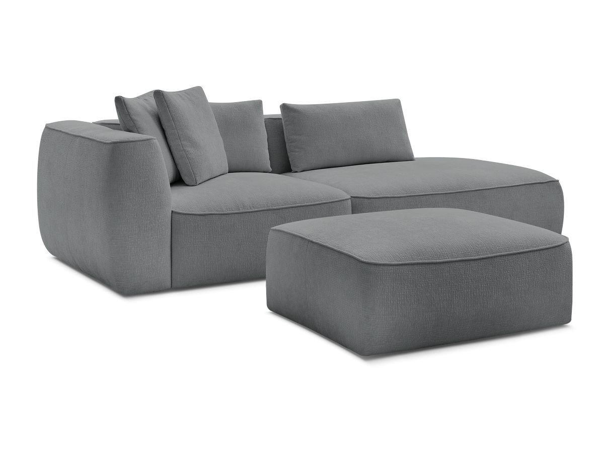 Canapé droit fixe 3 places LEOPOLD tissu texturé avec pouf