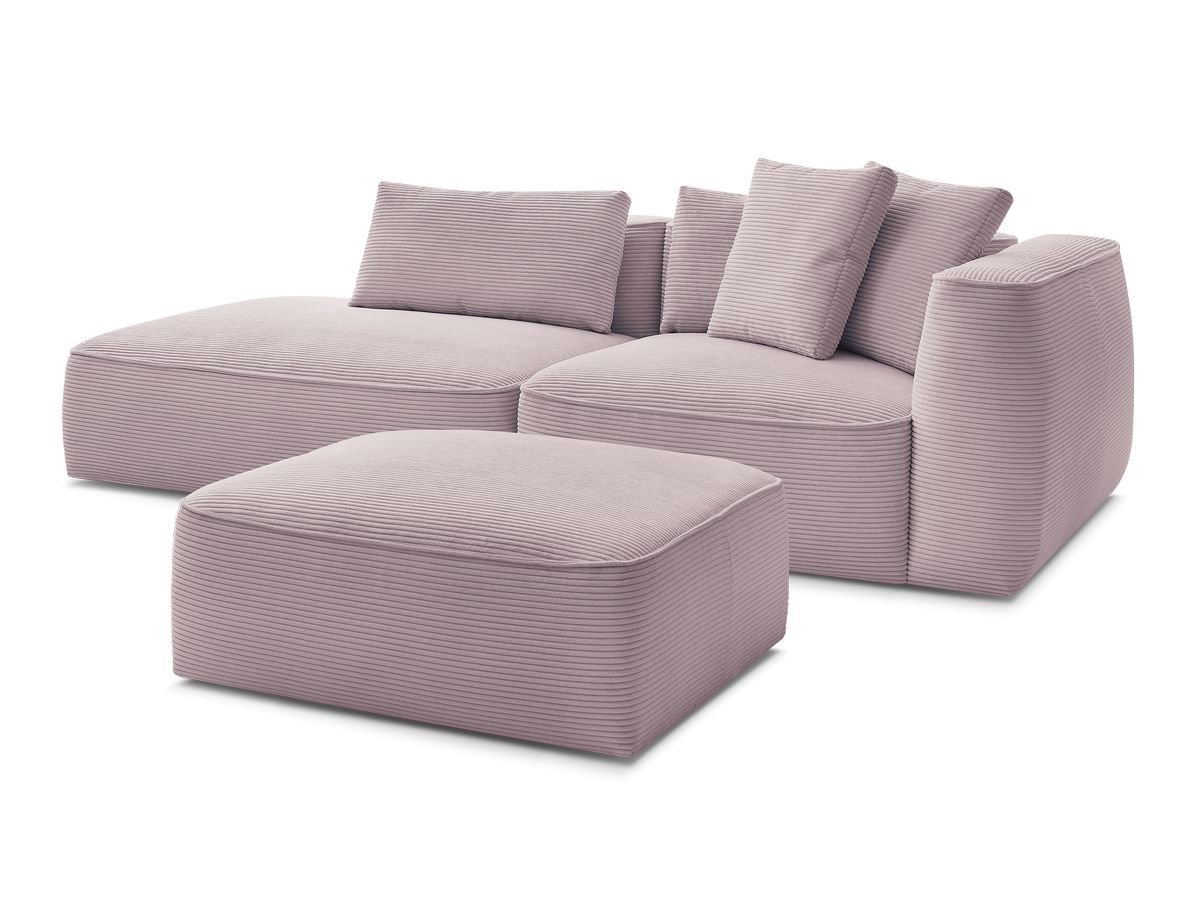 Canapé droit fixe 3 places LEOPOLD velours côtelé avec pouf