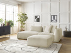 Canapé droit fixe 3 places LEOPOLD velours côtelé avec pouf