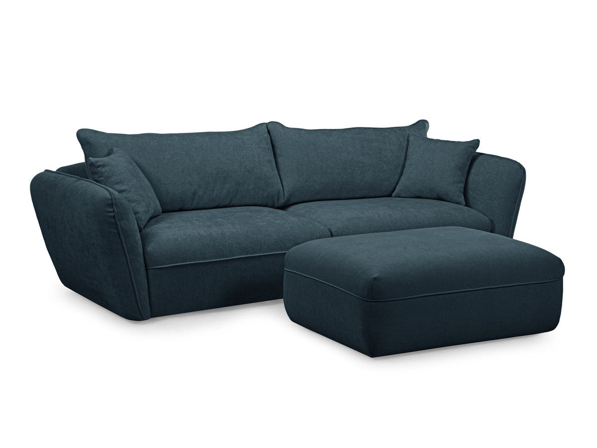 Canapé droit fixe 3 places LUIGI tissu lisse avec pouf