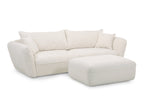 Canapé droit fixe 3 places LUIGI tissu lisse avec pouf