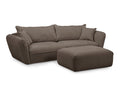Canapé droit fixe 3 places LUIGI tissu lisse avec pouf
