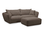 Canapé droit fixe 3 places LUIGI tissu lisse avec pouf