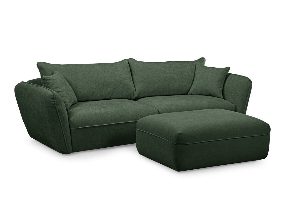 Canapé droit fixe 3 places LUIGI tissu lisse avec pouf