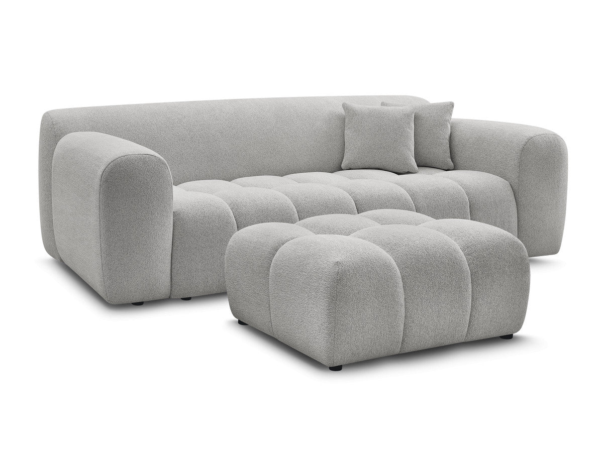 Canapé droit fixe 3 places MELISSE tissu chiné avec pouf