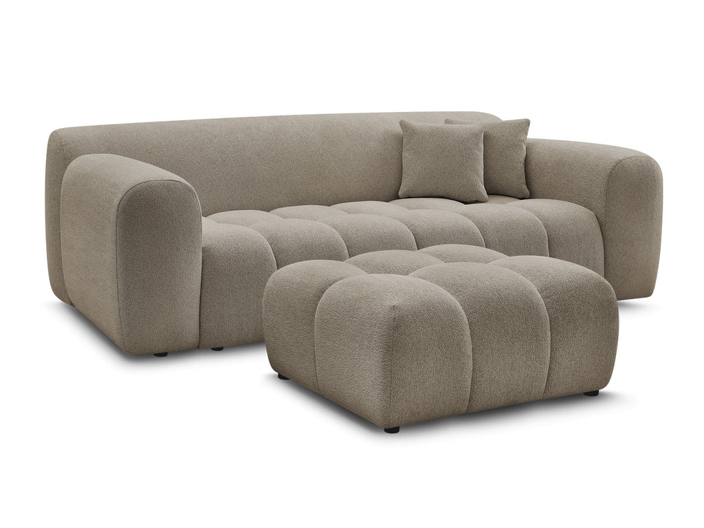 Canapé droit fixe 3 places MELISSE tissu chiné avec pouf