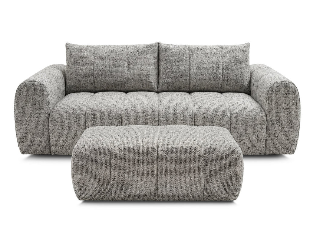 Canapé droit fixe 3 places NESTY tissu chiné avec pouf