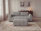 Canapé droit fixe 3 places NESTY tissu chiné avec pouf