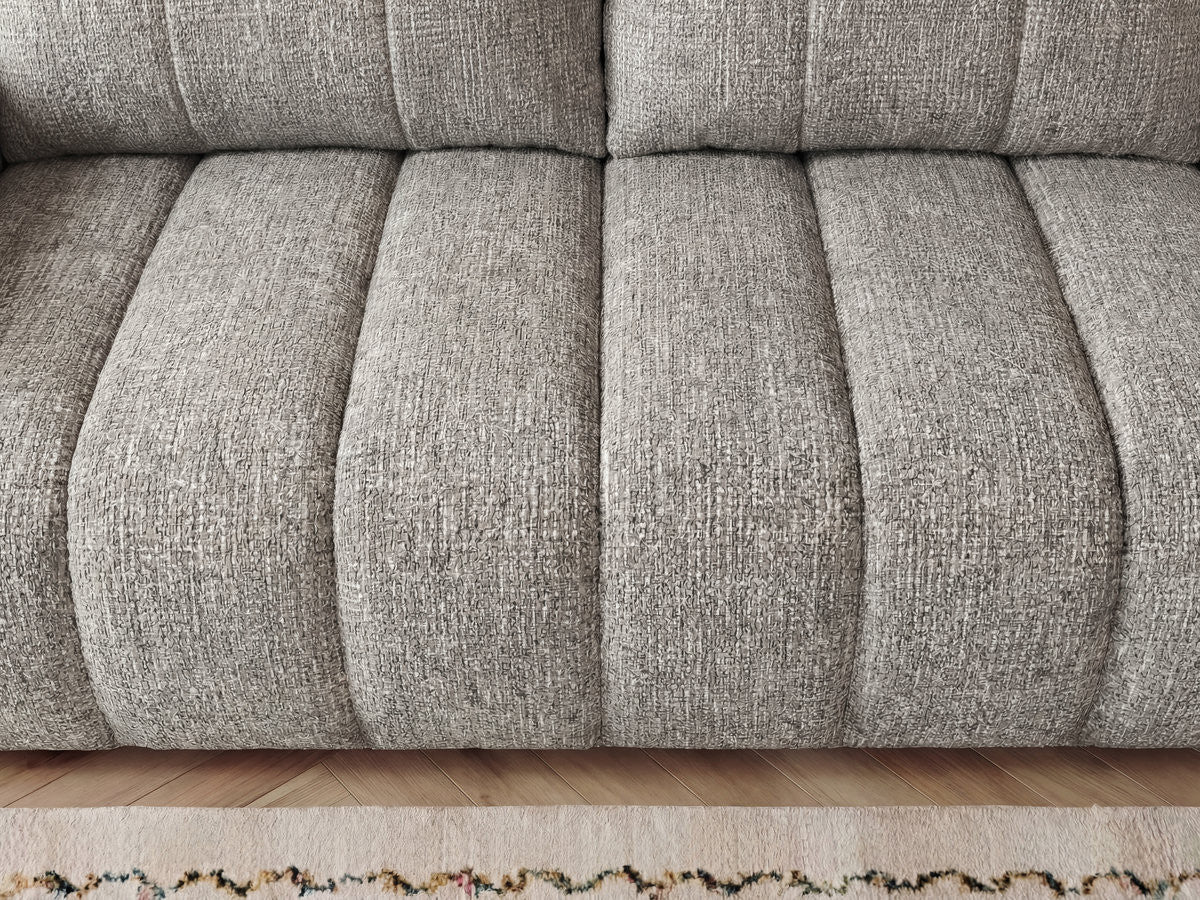 Canapé droit fixe 3 places NESTY tissu chiné avec pouf