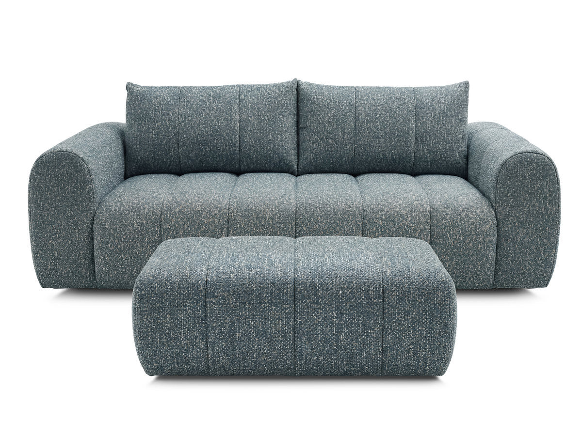 Canapé droit fixe 3 places NESTY tissu chiné avec pouf