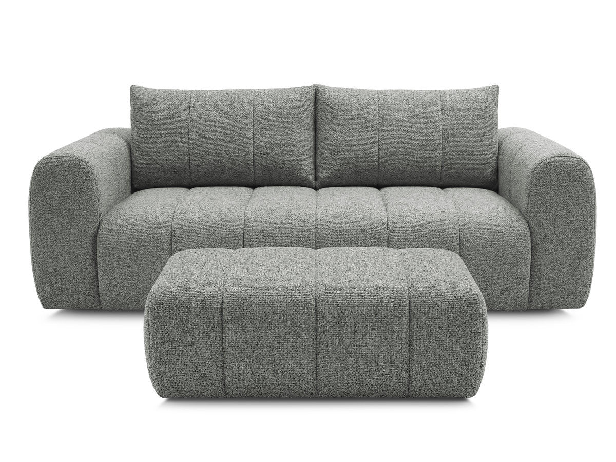 Canapé droit fixe 3 places NESTY tissu chiné avec pouf