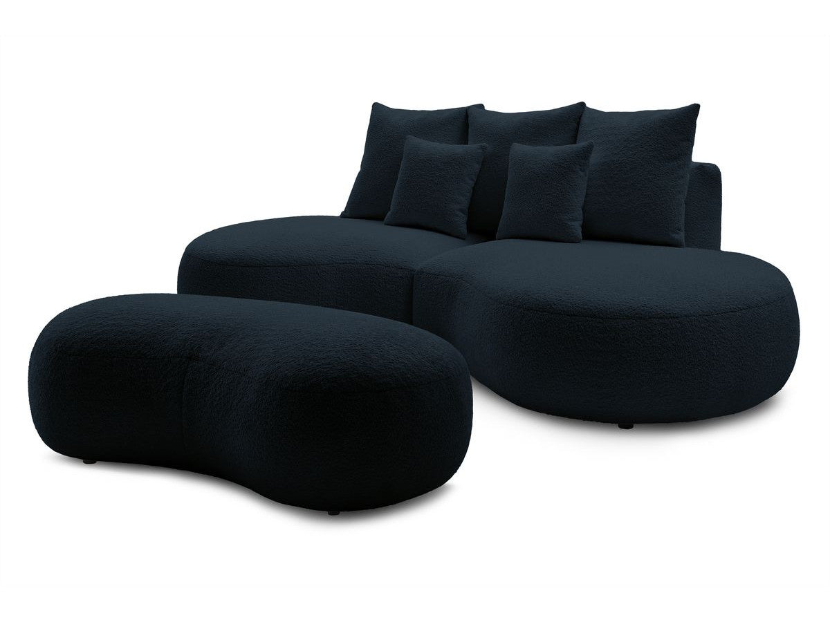 Canapé droit fixe 3 places SAINT-GERMAIN tissu bouclette avec pouf