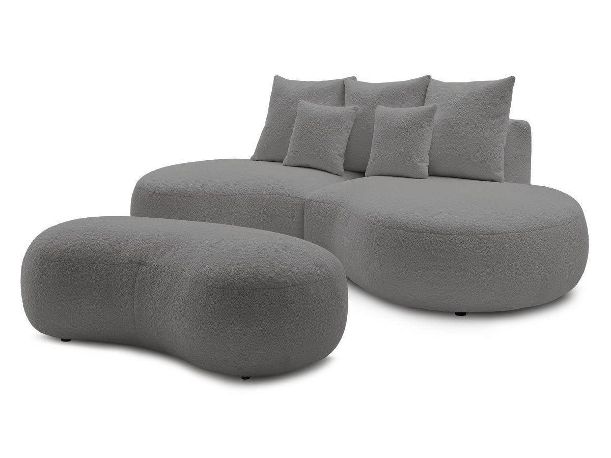 Canapé droit fixe 3 places SAINT-GERMAIN tissu bouclette avec pouf