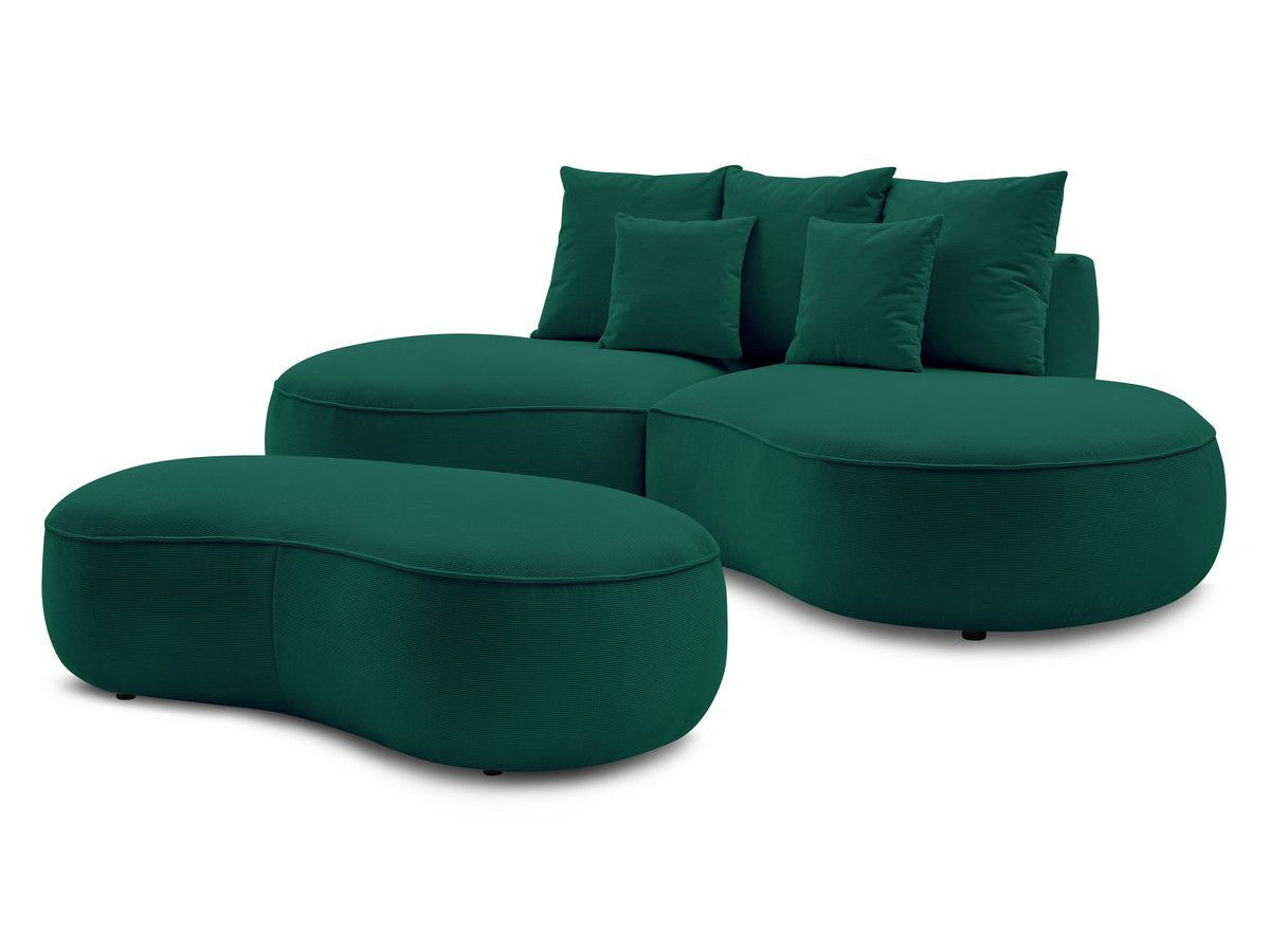 Canapé droit fixe 3 places SAINT-GERMAIN tissu texturé avec pouf