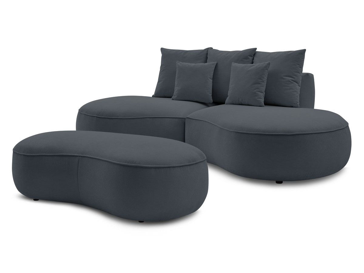 Canapé droit fixe 3 places SAINT-GERMAIN tissu texturé avec pouf