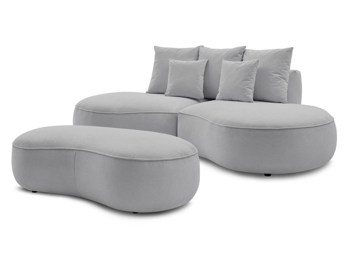 Canapé droit fixe 3 places SAINT-GERMAIN tissu texturé avec pouf