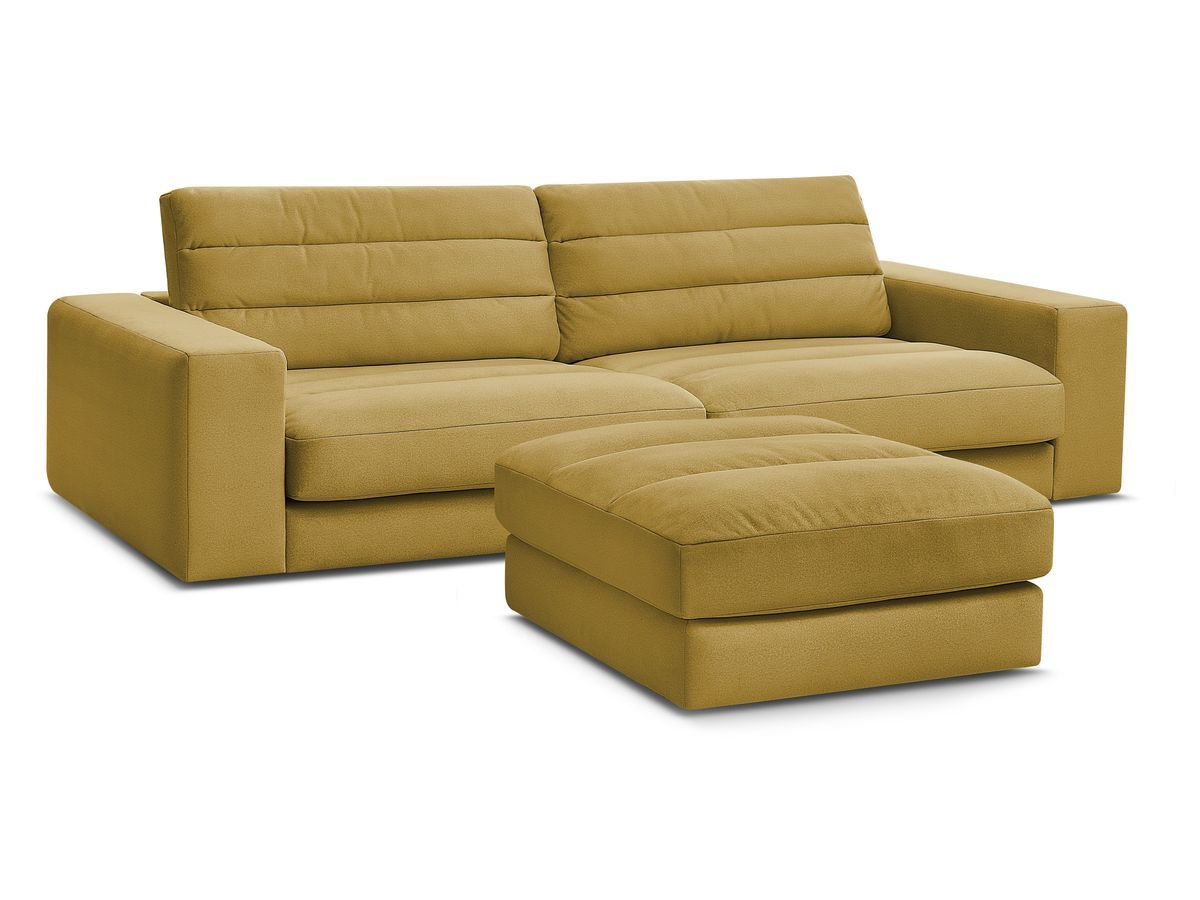 Canapé droit fixe 3 places SIERRA velours avec pouf