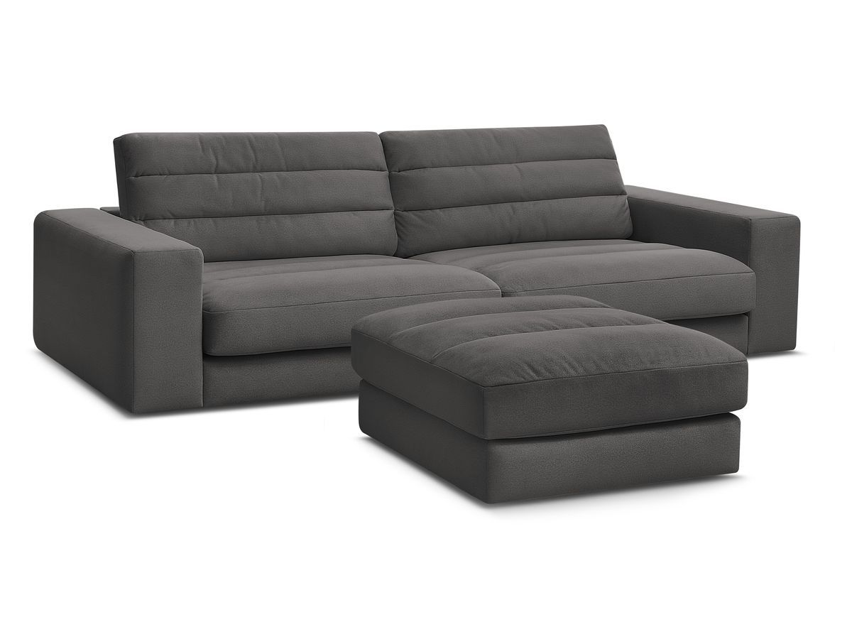 Canapé droit fixe 3 places SIERRA velours avec pouf